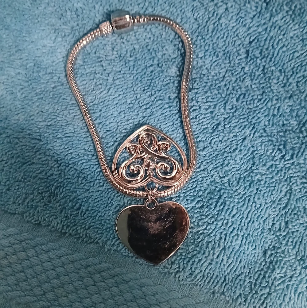 Elegant Silver Heart Crystal Sandals Bracelet Snake Chain